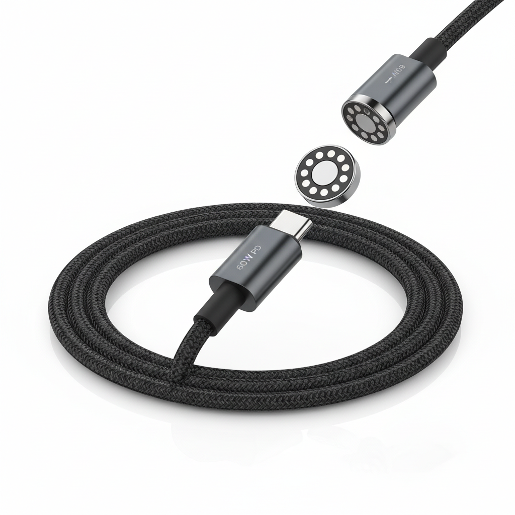 Magnetic Fast Charging Cable 60W – LED Light, Durable & Fast | bestmobilesuae.com